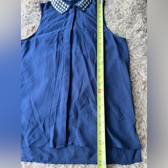 Katie k Sexy Metallic Studded Collar Navy Blue Shirt size Xs - Picture 7 of 8